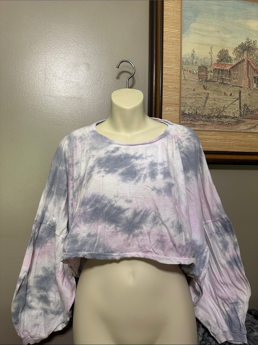 Out From Under Cropped Tie-Dye Long Sleeve lightweight tshirt small